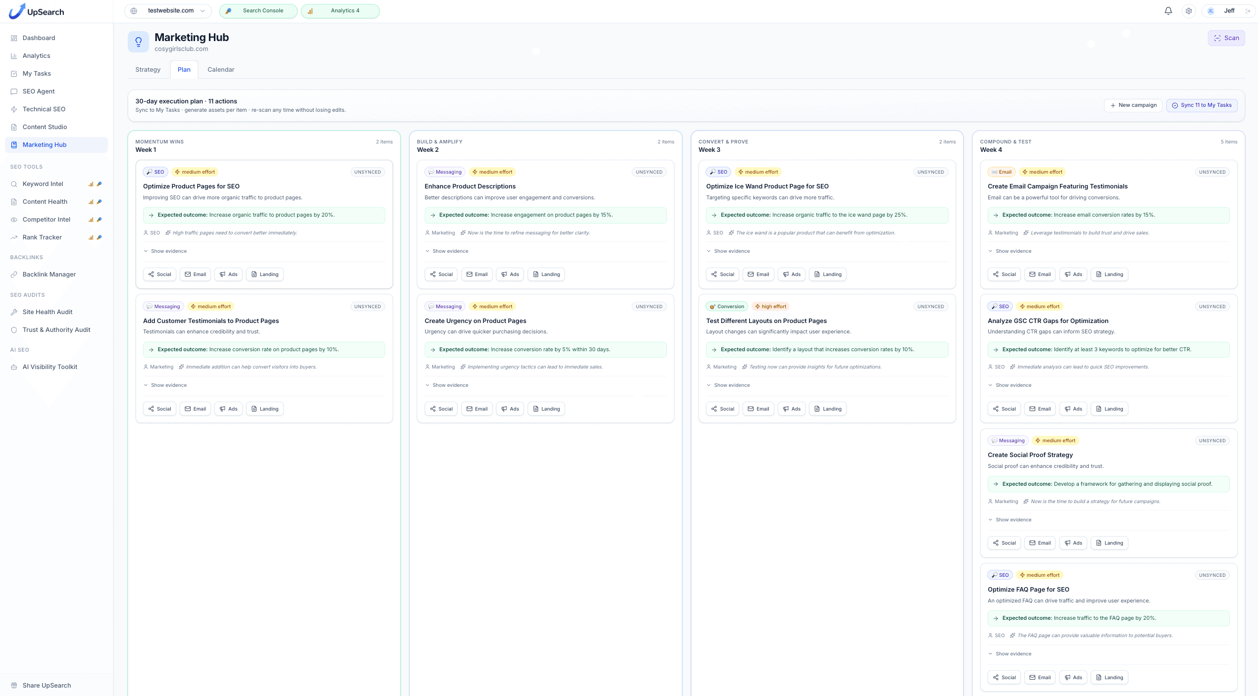 Marketing Hub Plan tab preview