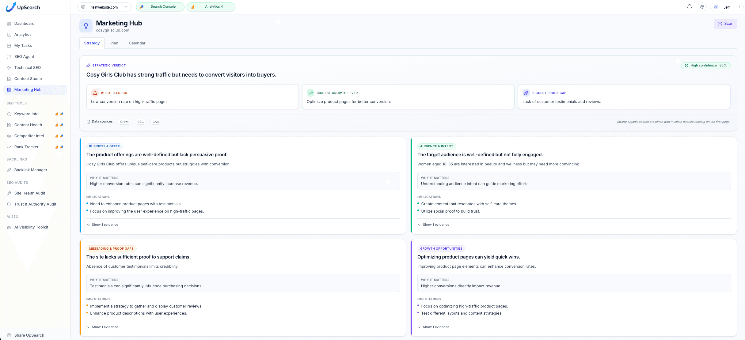 Marketing Hub Strategy tab preview